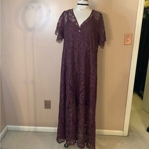 Torrid Burgundy Maxi Lace Button Front A-line Dress Sassafras size 2 2X New